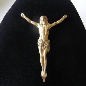 Jesus Crucifix Statue w/o Cross 3"L Antique Gold Color